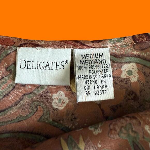 00's vintage brown floral satin y2k lingerie slip dress MEDIUM - Picture 6 of 6